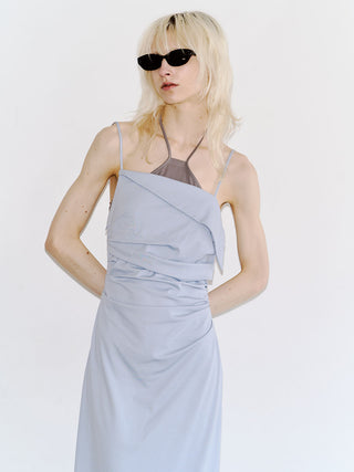 BICOLOR DRAPE DRESS
