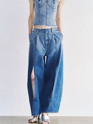 WIDE LEG SLIT DENIM