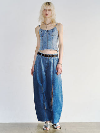 WIDE LEG SLIT DENIM