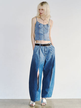 WIDE LEG SLIT DENIM