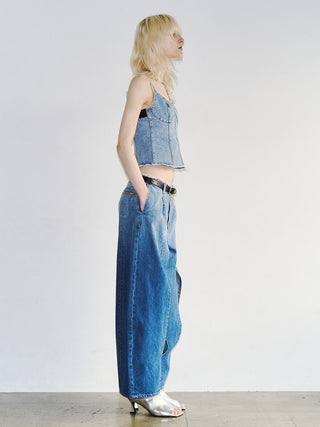WIDE LEG SLIT DENIM