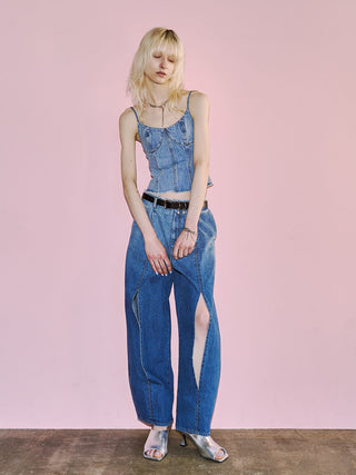 WIDE LEG SLIT DENIM