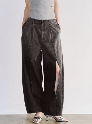 WIDE LEG SLIT DENIM