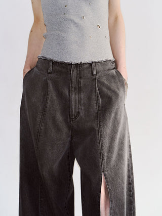 WIDE LEG SLIT DENIM
