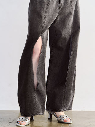 WIDE LEG SLIT DENIM