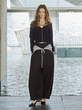 TULLE SEAM KNIT CARDIGAN