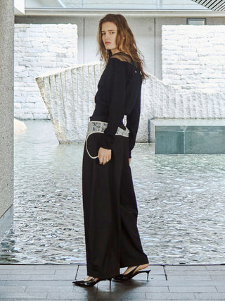 TULLE SEAM KNIT CARDIGAN