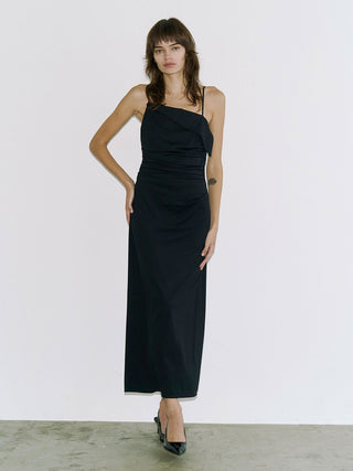BICOLOR DRAPE DRESS