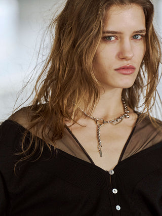 TULLE SEAM KNIT CARDIGAN