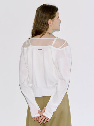 TULLE SEAM KNIT CARDIGAN
