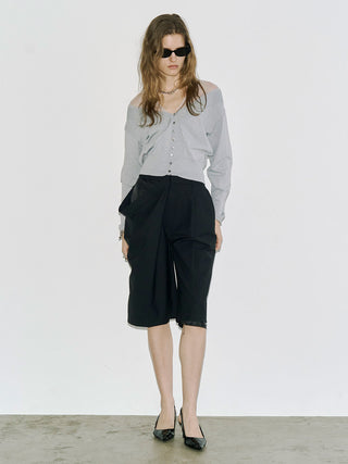 TULLE SEAM KNIT CARDIGAN