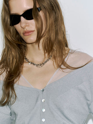 TULLE SEAM KNIT CARDIGAN