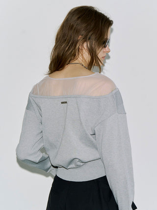 TULLE SEAM KNIT CARDIGAN