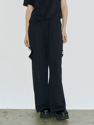 SLIT SWEAT PANTS with PEARL