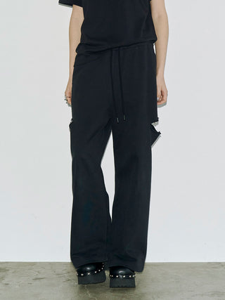 SLIT SWEAT PANTS with PEARL