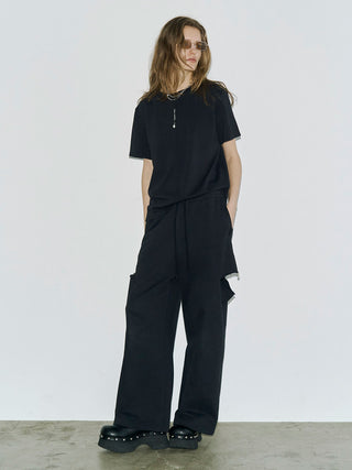 SLIT SWEAT PANTS with PEARL