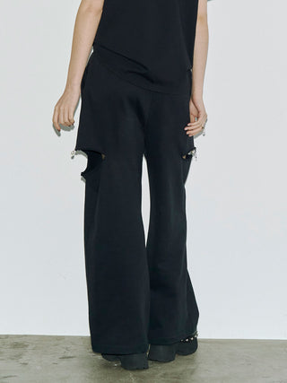 SLIT SWEAT PANTS with PEARL
