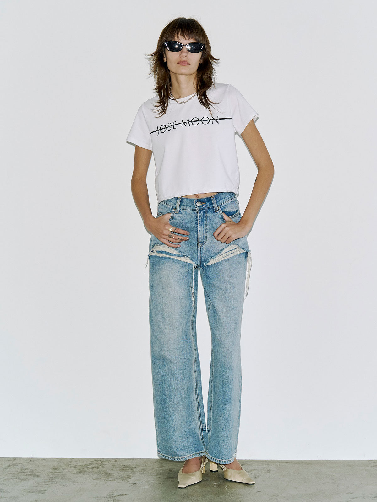トップス JOSE MOON PIERCE MINIMUM LOGO TSHIRT MINIMUM LOGO TSHIRT with PEARL – JOSEMOON