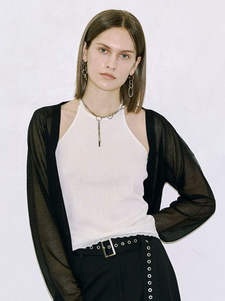 BI-COLOR MOON KNIT CARDIGAN
