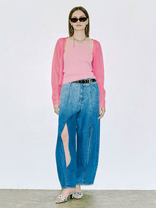 BI-COLOR MOON KNIT CARDIGAN