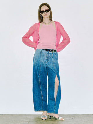 WIDE LEG SLIT DENIM