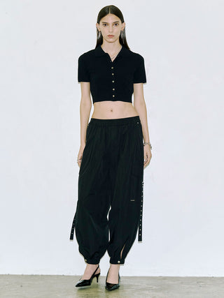 CROP POLO KNIT CARDIGAN