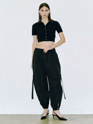CROP POLO KNIT CARDIGAN