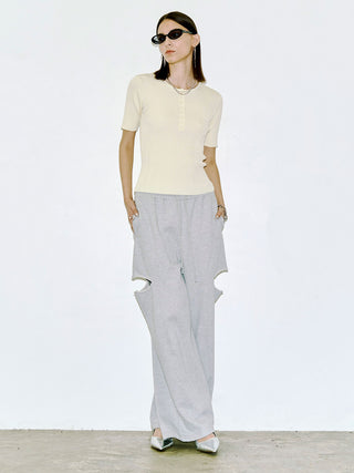 HALF SLEEVE RIB KNIT