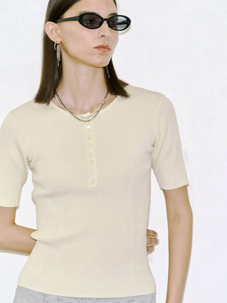 HALF SLEEVE RIB KNIT