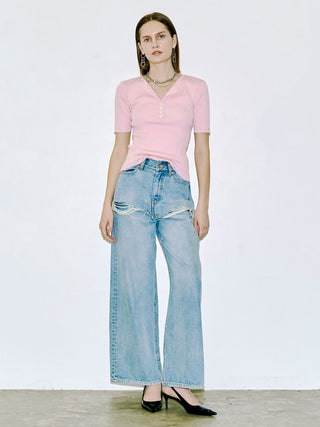 HALF SLEEVE RIB KNIT