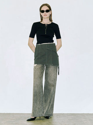 HALF SLEEVE RIB KNIT