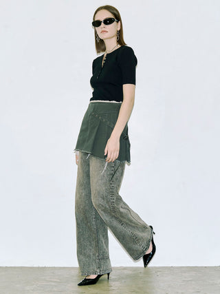HALF SLEEVE RIB KNIT
