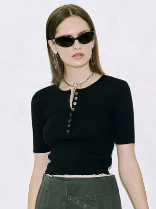HALF SLEEVE RIB KNIT