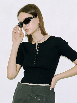 HALF SLEEVE RIB KNIT