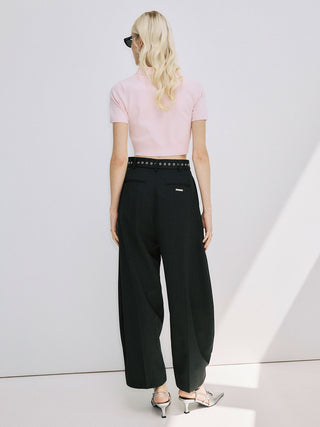 CROP POLO KNIT CARDIGAN