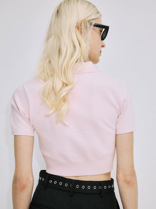 CROP POLO KNIT CARDIGAN