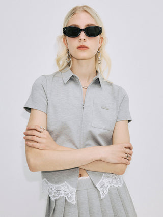 CUTSEW LACE ZIPUP