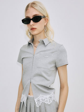 CUTSEW LACE ZIPUP
