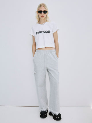 LACE EMBROIDERY LOGO T-SHIRT