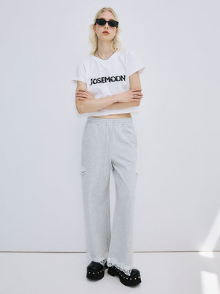 LACE EMBROIDERY LOGO T-SHIRT