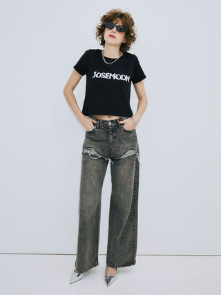 LACE EMBROIDERY LOGO T-SHIRT