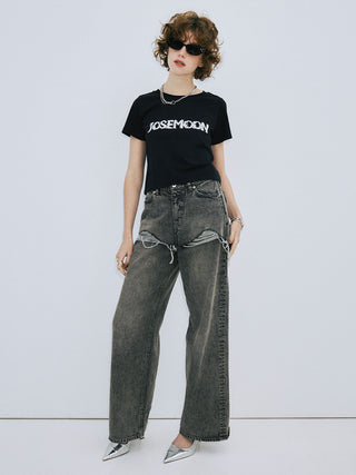 LACE EMBROIDERY LOGO T-SHIRT