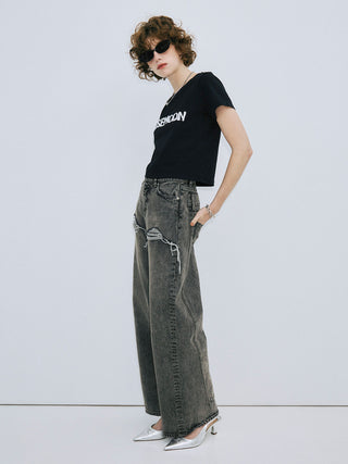 LACE EMBROIDERY LOGO T-SHIRT