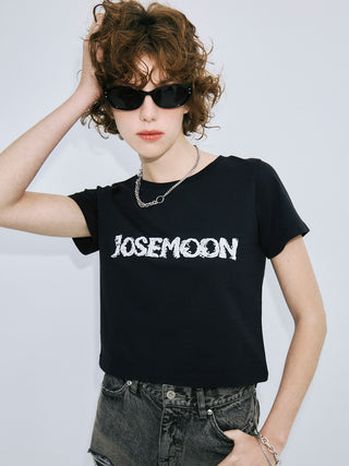 LACE EMBROIDERY LOGO T-SHIRT