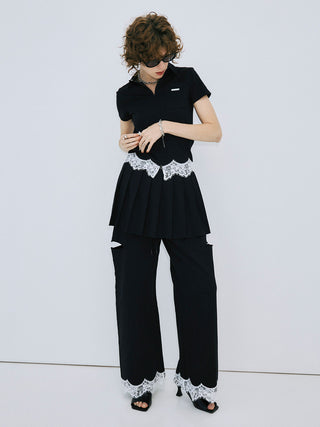 CUTSEW LACE ZIPUP