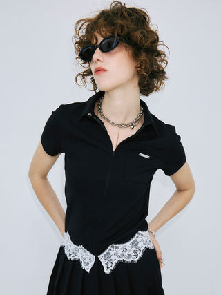 CUTSEW LACE ZIPUP