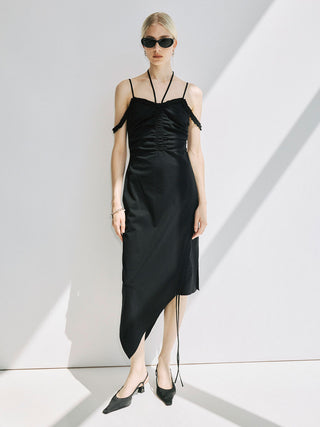 GATHER DRAWSTRING CAMI DRESS