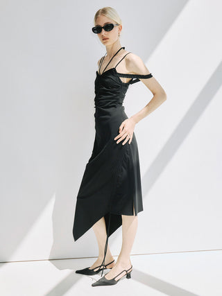 GATHER DRAWSTRING CAMI DRESS