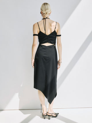 GATHER DRAWSTRING CAMI DRESS