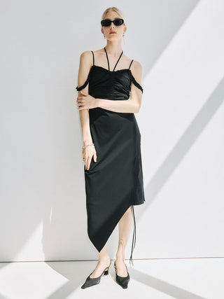 GATHER DRAWSTRING CAMI DRESS